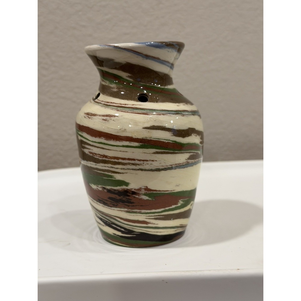 Vintage Desert Sands Pottery Swirl Vase Boulder City Nevada 5 Inch Pierced Art